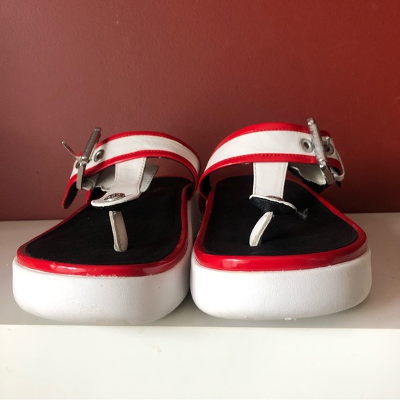 GEOX Respira G Ottawa Buckle Thong Sandals, Red White Black, Euuro 40/US 10 - Picture 2 of 10